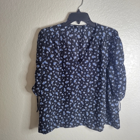 Madewell Silk Cinch-Sleeve Top in Baby's Breath Sz Xl - Picture 2 of 10